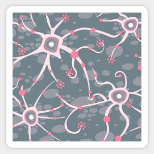 neural network - pattern silver gray and rosé Sticker